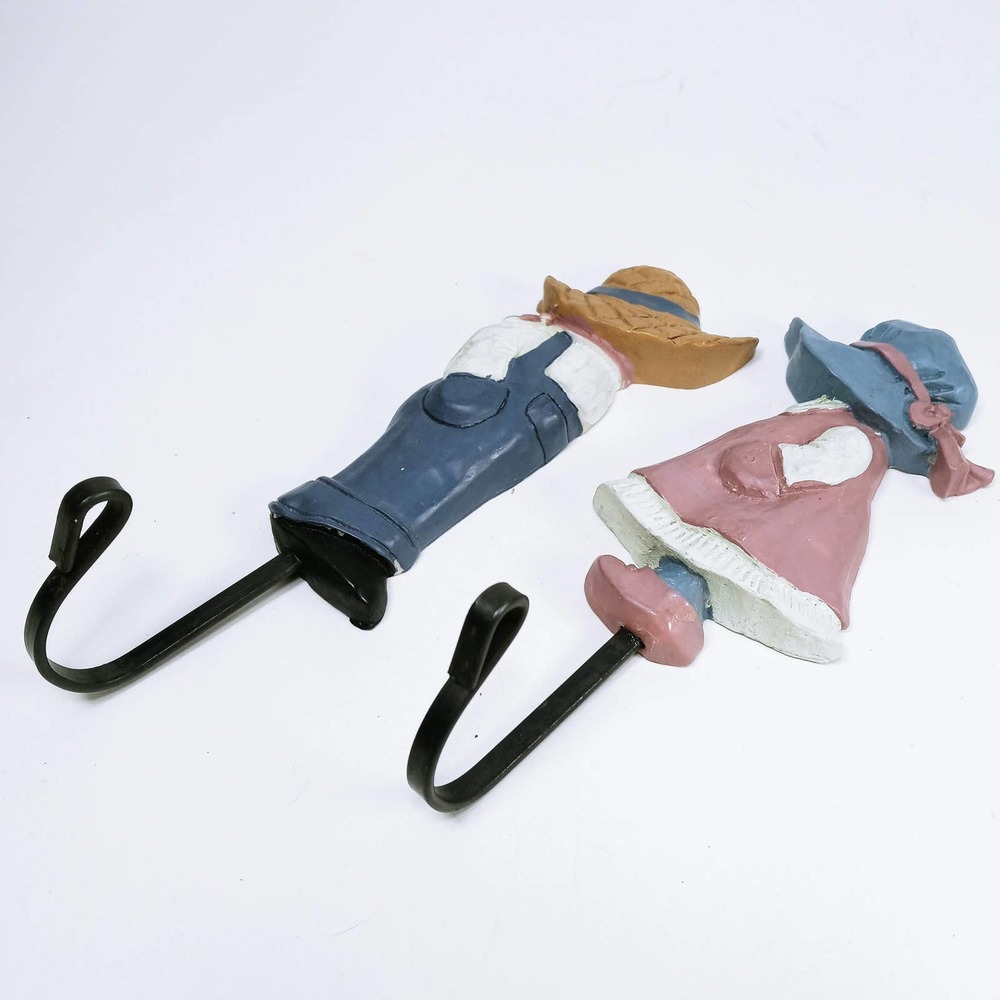 Country Farmer Boy Girl Wall Hooks Coat Hanger (eba/b)